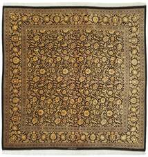 絨毯 オリエンタル クム シルク 200X200 正方形 茶色/ブラック (絹, ペルシャ/イラン)
