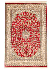 126X188 Kashmir Ren Silke 24/24 Quality Teppe Orientalsk Brun/Mørk Rød (Silke, India) Carpetvista
