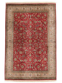  Kashmir Pure Silk 24/24 Quality Rug 128X193 Silk Brown/Dark Red Small Carpetvista