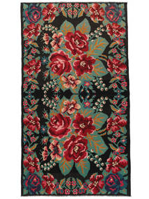  Rose Kelim Moldavia Rug 186X331 Wool Black/Dark Red Carpetvista