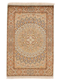 61X94 絨毯 オリエンタル カシミール ピュア シルク 茶色/オレンジ (絹, インド) Carpetvista