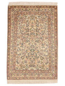  Orientalischer Kaschmir Reine Seide Teppich 65X96 Braun/Orange Seide, Indien Carpetvista