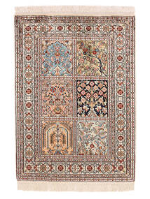 65X91 Kaschmir Reine Seide Teppich Orientalischer Braun/Beige (Seide, Indien) Carpetvista