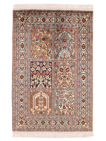 Kashmir Ren Silke Teppe 64X97 Brun/Beige Silke, India Carpetvista