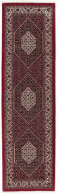 Tapis Bidjar Avec De La Soie 88X300 De Couloir Noir/Rouge Foncé ( Perse/Iran)