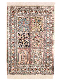 Kashmir Pure Silk Rug 63X91 Silk Brown/Beige Small Carpetvista
