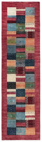 絨毯 ギャッベ Loribaft 84X302 廊下 カーペット 深紅色の/黒 (ウール, インド)
