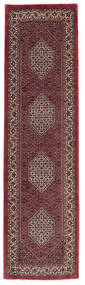  Orientalsk Bidjar Med Silke Tæppe 80X302Løber Mørkerød/Sort Uld, Persien/Iran