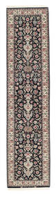 イスファハン 絹の縦糸 絨毯 71X305 ペルシャ ウール ブラック/茶色 小