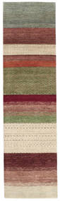 82X306 絨毯 ギャッベ Loribaft モダン 廊下 カーペット ダークレッド/ベージュ (ウール, インド)