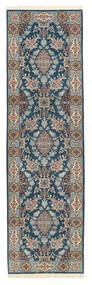  Oriental Isfahan Silk Warp Rug 82X306 Runner
 Black/Dark Grey Wool, Persia/Iran