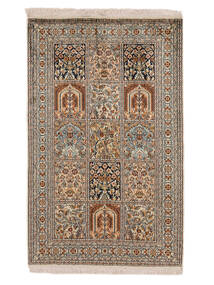 絨毯 オリエンタル カシミール ピュア シルク 80X127 茶色/ブラック (絹, インド)