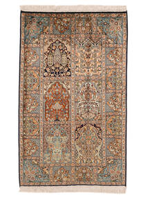  Orientalischer Kaschmir Reine Seide Teppich 79X126 Braun/Beige Seide, Indien Carpetvista