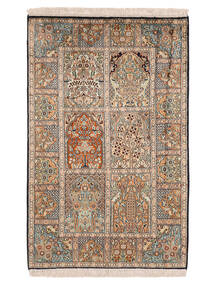  Oriental Kashmir Pure Silk Rug 80X125 Brown/Beige Silk, India Carpetvista