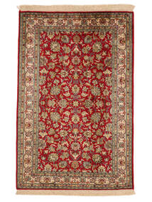  Kashmir Pure Silk 24/24 Quality Rug 77X120 Silk Brown/Dark Red Small Carpetvista