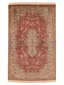  Kashmir Pure Silk 24/24 Quality Rug 78X124 Brown/Dark Red Carpetvista