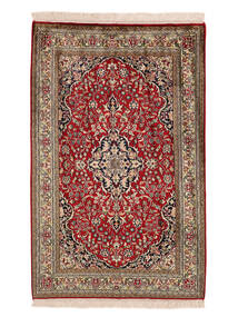 80X124 絨毯 カシミール ピュア シルク オリエンタル ダークレッド/茶色 (絹, インド) Carpetvista