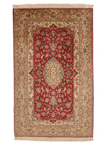 Kashmir Ren Silke 24/24 Quality Teppe 79X126 Brun/Mørk Rød Silke, India Carpetvista