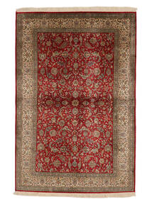 128X192 絨毯 オリエンタル カシミール ピュア シルク 24/24 Quality 茶色/ダークレッド (絹, インド) Carpetvista