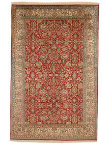  Kashmir Pure Silk 24/24 Quality Rug 125X193 Silk Brown/Dark Red Small Carpetvista