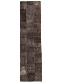 Patchwork Teppich 82X310 Läufer Schwarz/Braun Wolle, Persien/Iran Carpetvista