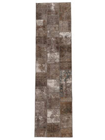 81X301 絨毯 パッチワーク モダン 廊下 カーペット 茶色/ブラック (ウール, ペルシャ/イラン) Carpetvista