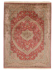  156X215 Kashmir Pure Silk 24/24 Quality Rug Brown/Dark Red India Carpetvista