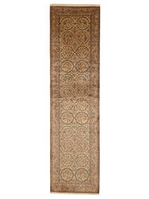  Orientalsk Kashmir Ren Silke 24/24 Quality Teppe 96X358Løpere Brun/Oransje Silke, India Carpetvista