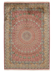 170X244 Kashmir Ren Silke Teppe Orientalsk Brun/Mørk Rød (Silke, India) Carpetvista