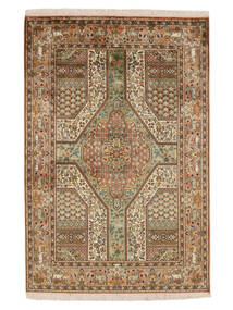 絨毯 カシミール ピュア シルク 127X189 茶色/オレンジ (絹, インド)