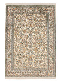  123X176 Kashmir Pure Silk Rug Brown/Beige India Carpetvista