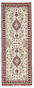  Persischer Isfahan Seidenkette Teppich 82X228 Beige/Dunkelrot