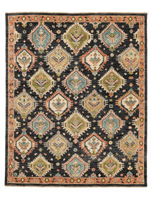  Orientalischer Usak Indisch Teppich 246X303 Schwarz/Braun Wolle, Indien Carpetvista