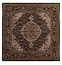 200X200 絨毯 タブリーズ Indi オリエンタル 正方形 ブラック/茶色 (ウール, インド)