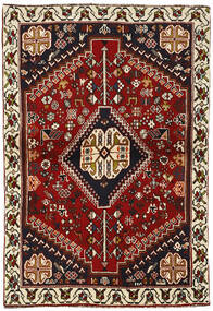 Χαλι Ανατολής Kashghai 113X158 Μαύρα/Σκούρο Κόκκινο (Μαλλί, Περσικά/Ιρανικά)