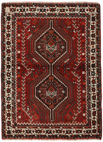 110X145 Alfombra Kashghai Oriental Negro/Rojo Oscuro (Lana, Persia/Irán)