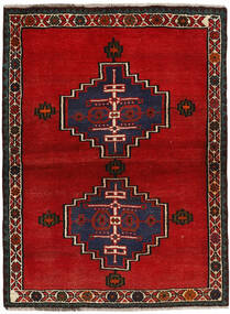  Kashghai 絨毯 110X145 ペルシャ ウール ダークレッド/ブラック 小