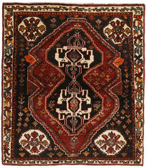 絨毯 ペルシャ Kashghai 126X138 正方形 ブラック/ダークレッド (ウール, ペルシャ/イラン)