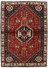 108X150 Alfombra Kashghai Oriental Negro/Rojo Oscuro (Lana, Persia/Irán)