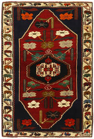 Koberec Perský Kashghai 145X211 Černá/Tmavě Červená (Vlna, Persie/Írán)