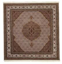 絨毯 オリエンタル タブリーズ Indi 202X205 正方形 茶色/ブラック (ウール, インド)