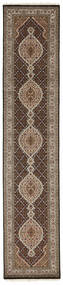 Täbriz Indi Teppich 82X399 Läufer Braun/Schwarz Wolle, Indien