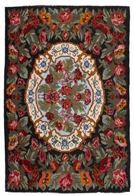 絨毯 オリエンタル Rose キリム オールド 231X346 ブラック/ダークレッド (ウール, モルドバ)