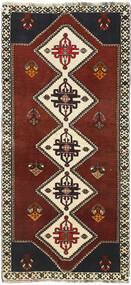  Kashghai 絨毯 89X197 ペルシャ ウール ブラック/ダークレッド 小