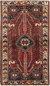 127X222 Tapete Kashghai Oriental Preto/Vermelho Escuro (Lã, Pérsia/Irão)