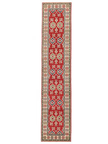 62X300 Dywan Kazak Fine Orientalny Chodnikowy Brunatny/Ciemnoczerwony (Wełna, Afganistan) Carpetvista