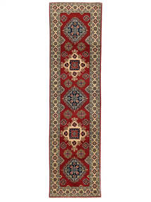 Tapete Kazak Fine 76X298 Passadeira Vermelho Escuro/Castanho (Lã, Afeganistão)