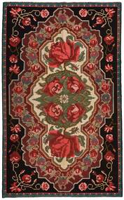  Orientalischer Rose Kelim Old Teppich 189X305 Schwarz/Dunkelrot Wolle, Moldawien