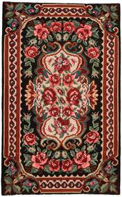 192X306 Rose Kilim Old Rug Oriental Black/Dark Red (Wool, Moldova)