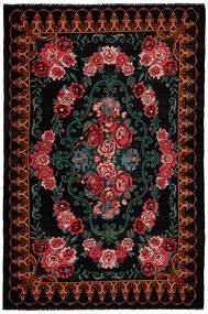 190X287 Alfombra Rose Kilim Old Oriental Negro/Rojo Oscuro (Lana, Moldavia)